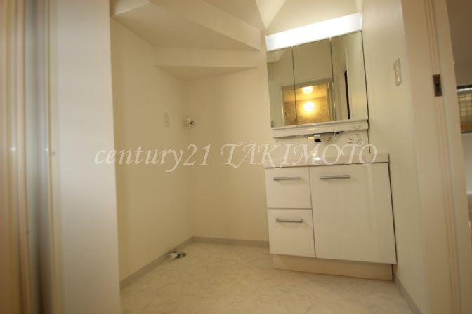 Wash basin, toilet. Storage rich washbasin! Of course, three-sided mirror!