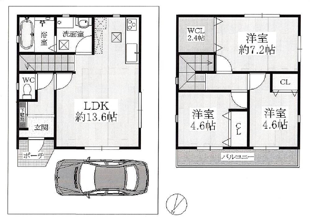 Floor plan. 19,800,000 yen, 3LDK + S (storeroom), Land area 70.55 sq m , Building area 77 sq m with storage in each room