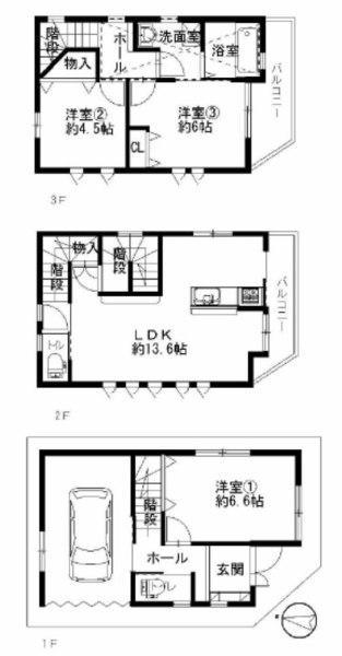 Floor plan. 18,980,000 yen, 3LDK, Land area 47.55 sq m , Building area 92.98 sq m