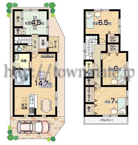 Floor plan. 20.8 million yen, 4LDK, Land area 101.06 sq m , Building area 92.24 sq m land area 101.06 square meters building area  92.24 square meters
