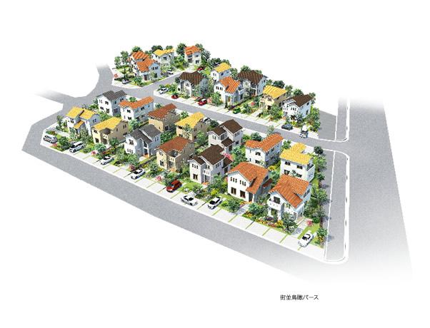 Other. A dazzling smile to dodge family, Housing that room and the brightness is spread. (Bird's-eye image illustration)