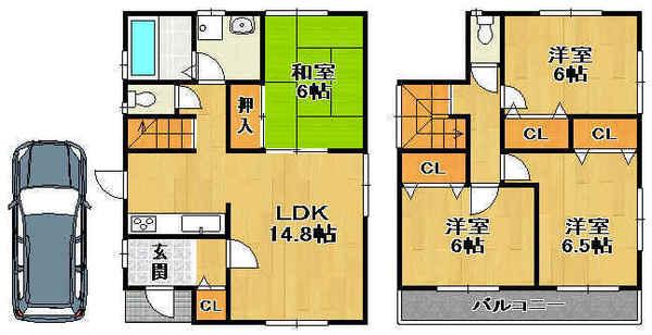 Floor plan. 19,800,000 yen, 4LDK, Land area 102.38 sq m , Building area 93.57 sq m