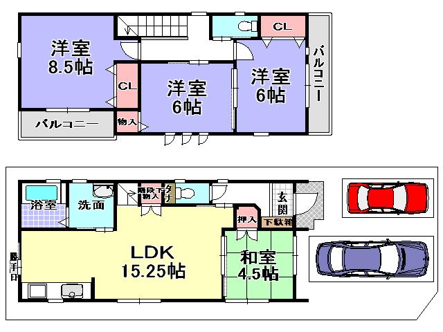 Floor plan. 27,800,000 yen, 4LDK, Land area 100.05 sq m , Building area 93.98 sq m