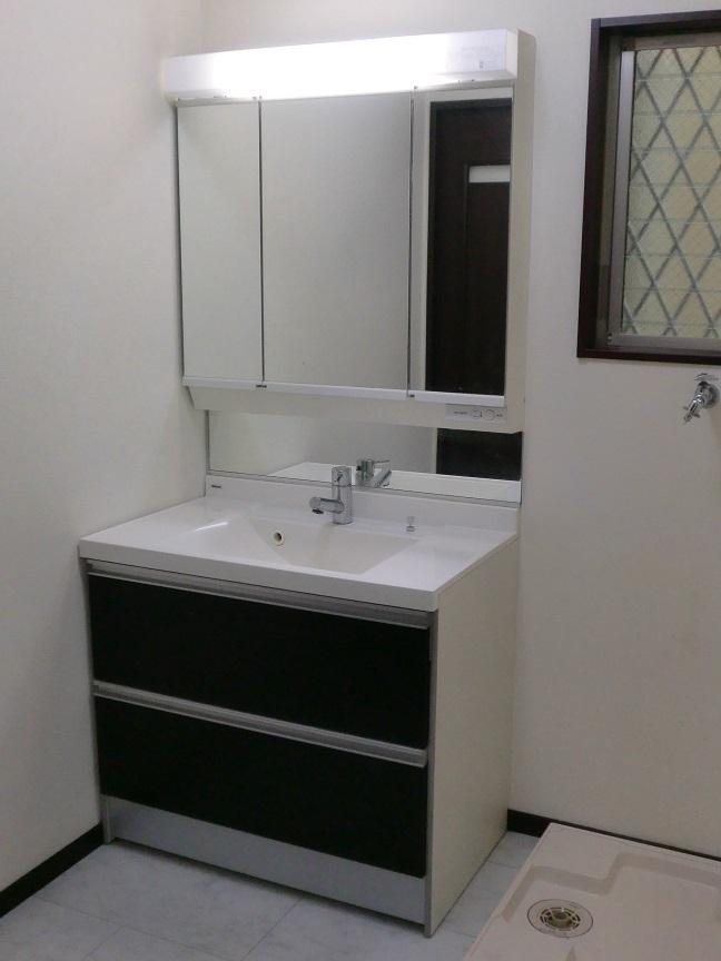 Wash basin, toilet. Bathroom vanity