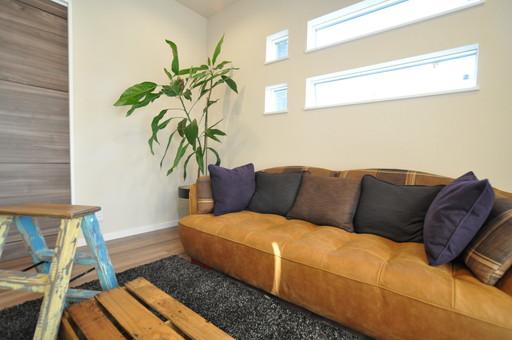 Model house photo. Windows that accent also on the rear of the living room. Functional space that combines daylight and design. Model house