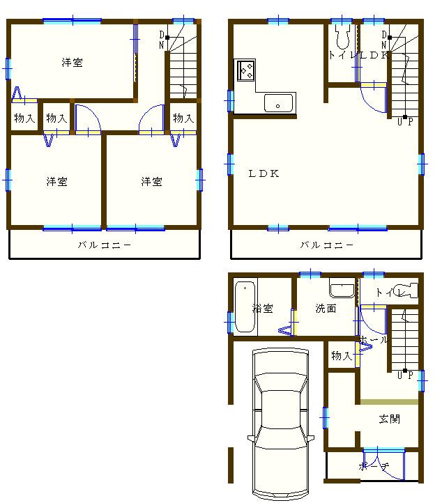 Floor plan. 21,800,000 yen, 3LDK, Land area 55.71 sq m , Building area 94.77 sq m wide LDK and the built-in garage was completed in very good feeling.