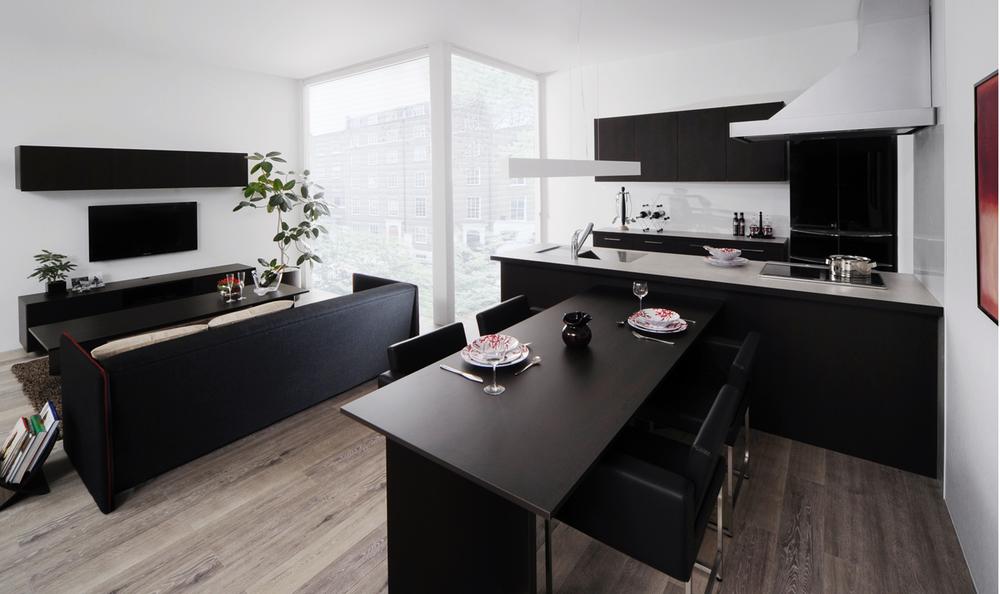 Building plan example (introspection photo). Color with a calm that gives a contrast.