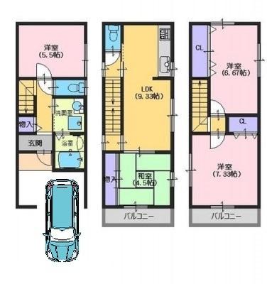 Floor plan. 19,800,000 yen, 4LDK, Land area 53.32 sq m , Building area 89.1 sq m
