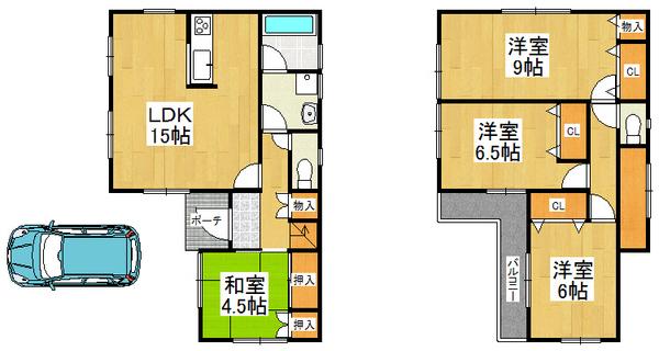 Floor plan. 21.3 million yen, 4LDK, Land area 95.73 sq m , Building area 95.58 sq m