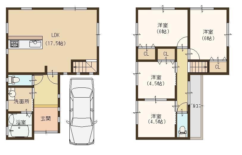 Floor plan. 19,800,000 yen, 4LDK, Land area 75.4 sq m , It is a building area of ​​85.5 sq m spacious 4LDK