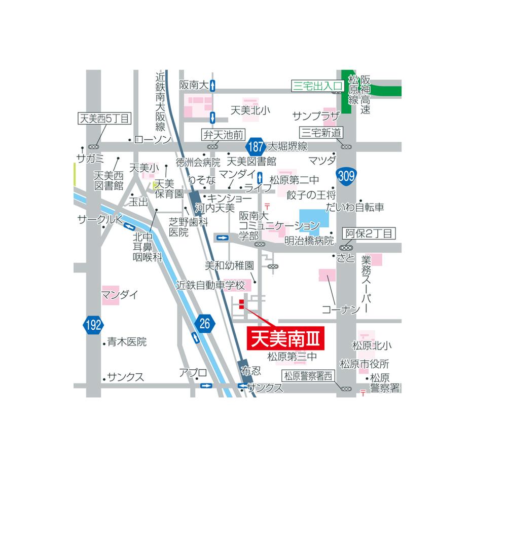 Local guide map. The surrounding environment is a quiet residential area.