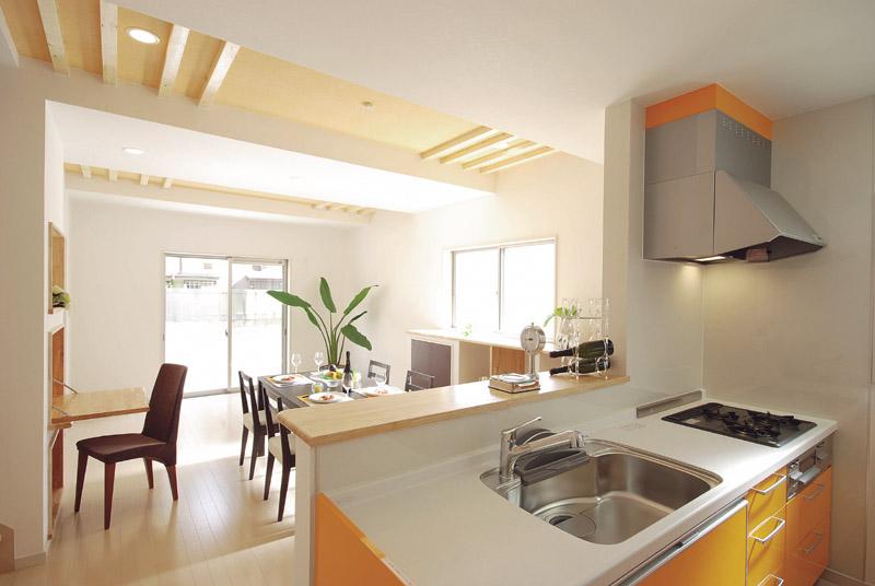 Living. Very bright, You can make fun kitchen dishes of shocking color. (Our example of construction)