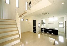 Living. Skip floor of the living room, You can use firmly separate the dining and kitchen. Also popular in recent years of living stairs, It is said that good for education of children. (Our enforcement example)