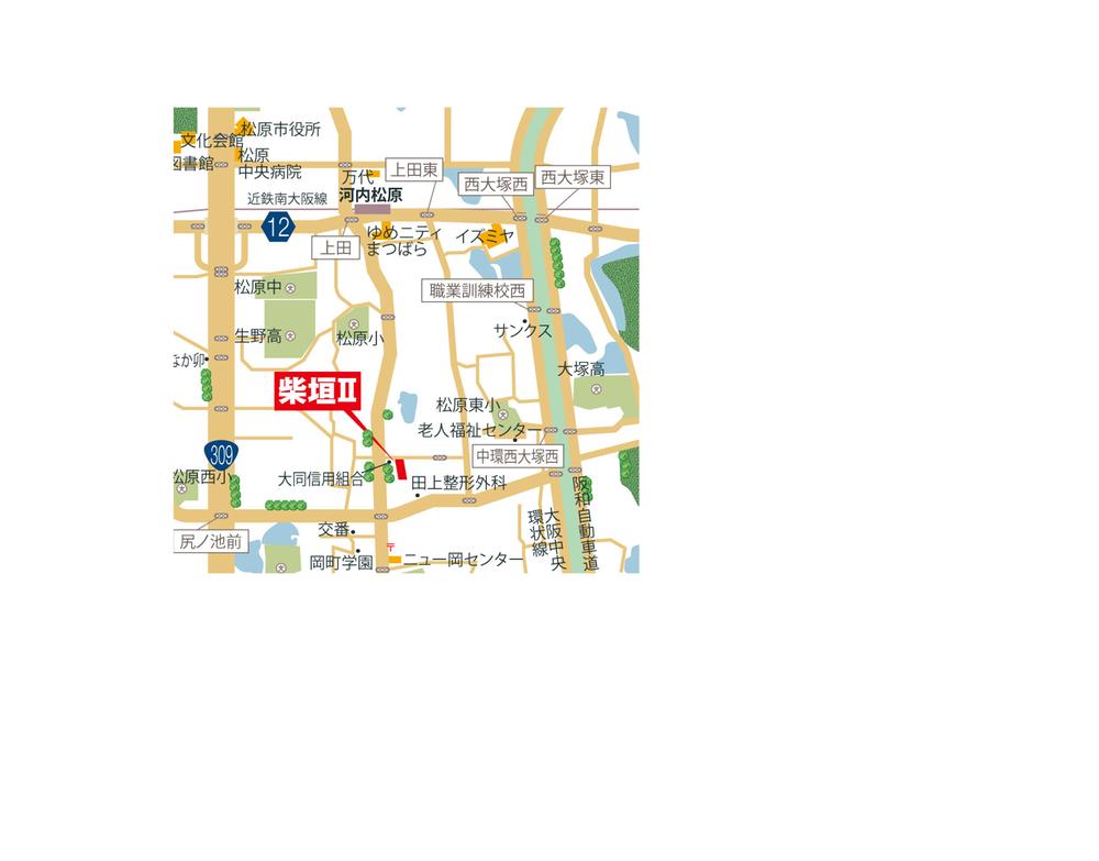 Local guide map. Born in Kawachi Matsubara Station walk about 11 minutes location of! !