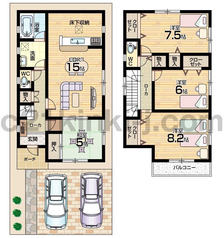 Floor plan. (No. 2 locations), Price 21.5 million yen, 4LDK, Land area 112.13 sq m , Building area 98.01 sq m
