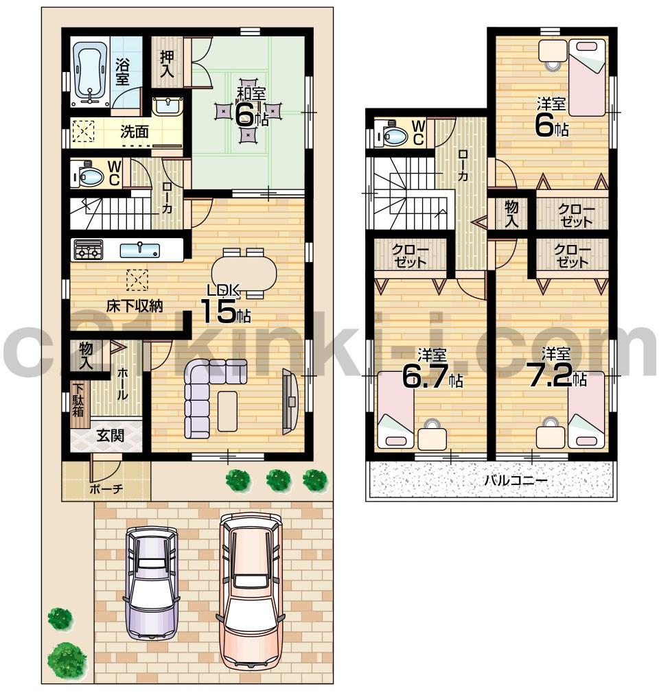 Floor plan. (No. 3 locations), Price 23 million yen, 4LDK, Land area 110.01 sq m , Building area 96.39 sq m