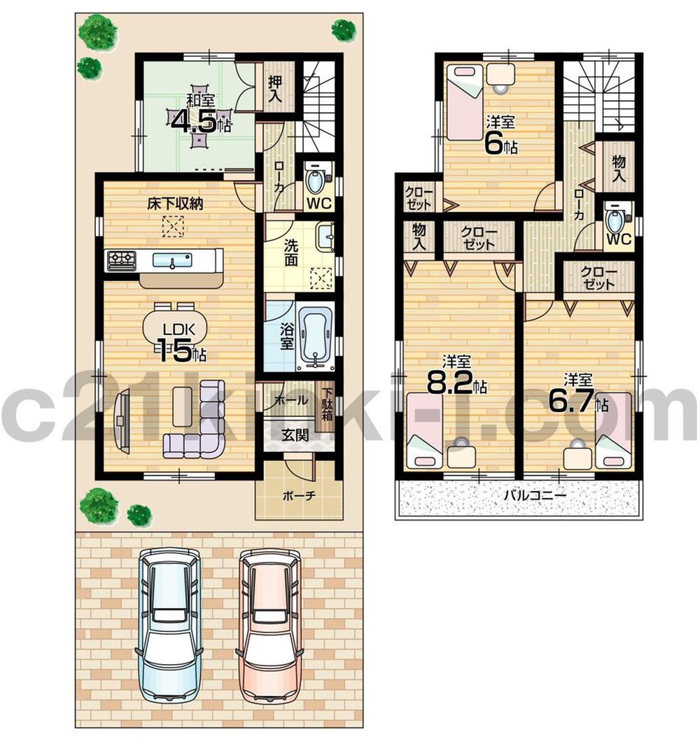 Floor plan. (No. 6 locations), Price 23 million yen, 4LDK, Land area 121.38 sq m , Building area 95.98 sq m