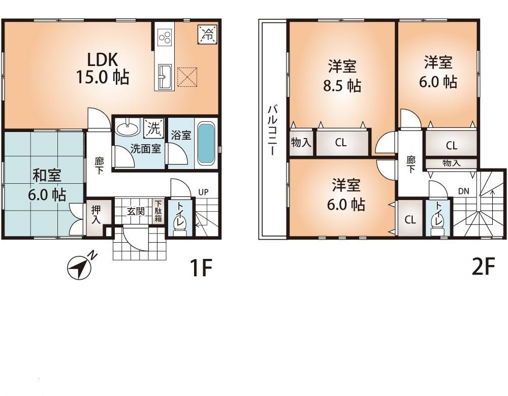 Floor plan. (No. 5 locations), Price 20.5 million yen, 4LDK, Land area 145.69 sq m , Building area 97.6 sq m