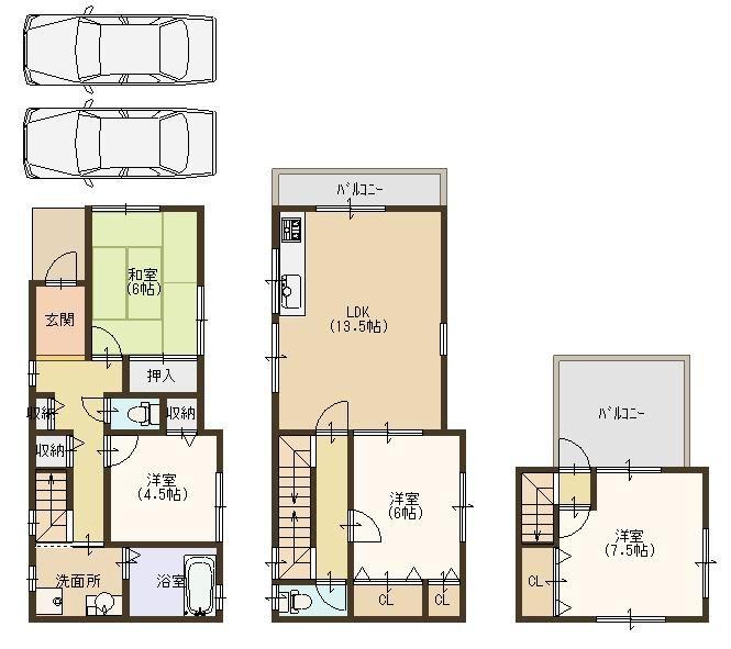 Floor plan. 19,800,000 yen, 4LDK, Land area 88.74 sq m , Building area 100.19 sq m
