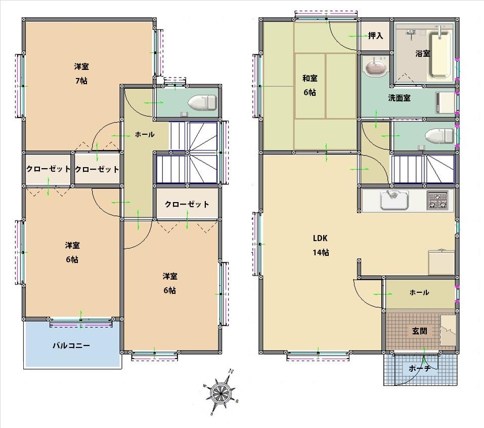 Floor plan. 30,800,000 yen, 4LDK, Land area 117.72 sq m , House building area 91.53 sq m solar power system Car two possible parking! !
