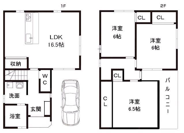 Floor plan. 29,800,000 yen, 3LDK, Land area 88.87 sq m , Building area 84.89 sq m plan view