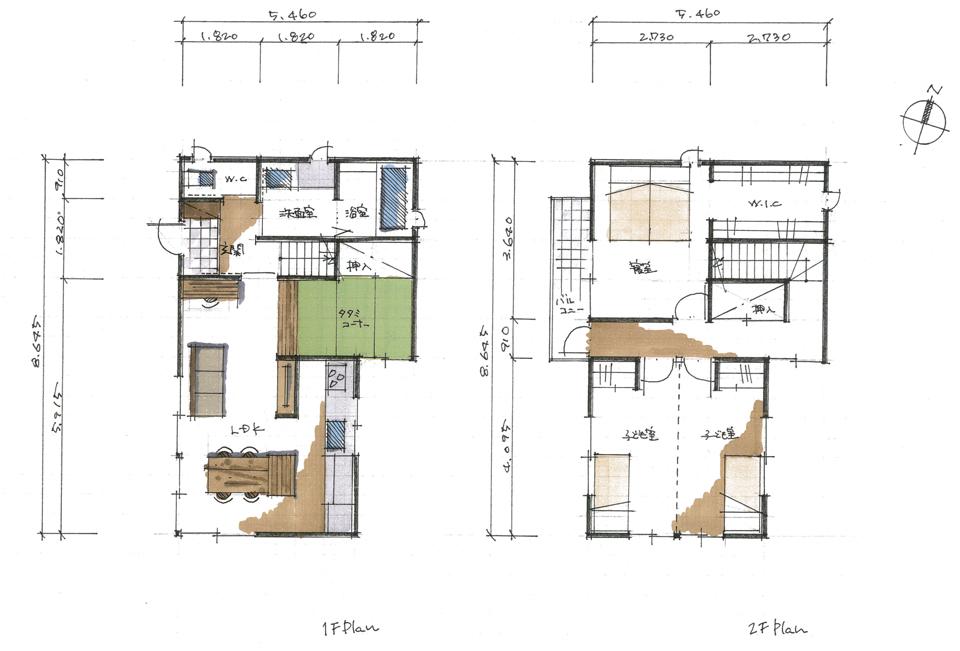 Building plan example (floor plan). Building plan example (B No. land) 4LDK, Land price 17 million yen, Land area 109.05 sq m , Building price 16.8 million yen, Building area 100 sq m