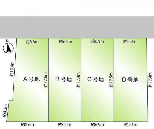 Compartment figure. Land price 15.8 million yen, Land area 132.44 sq m all 4 compartment It is a land with a building conditions.