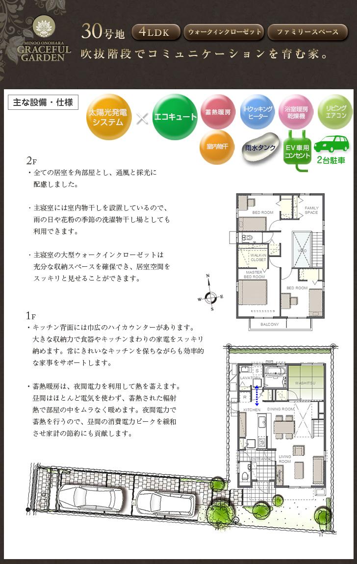 Floor plan.  [No. 30 place] So we have drawn on the basis of the Plan view] drawings, Plan and the outer structure ・ Planting, such as might actually differ slightly from.  Also, furniture ・ Car, etc. are not included in the price.