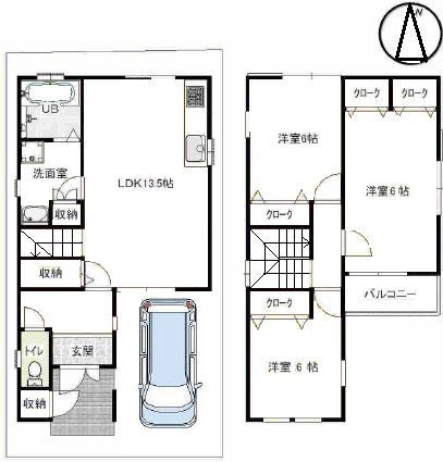 Floor plan. 26,800,000 yen, 3LDK, Land area 72.16 sq m , Building area 85.06 sq m plan view