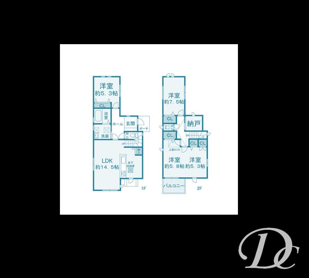 Floor plan. 39,800,000 yen, 3LDK + S (storeroom), Land area 89.59 sq m , Building area 94.9 sq m
