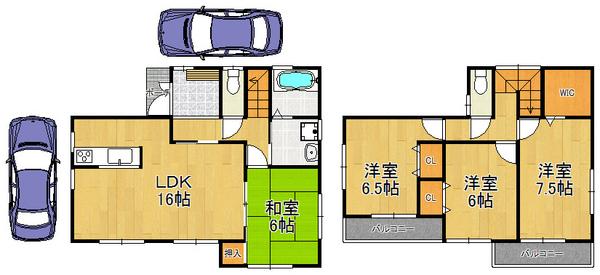 Floor plan. 25,800,000 yen, 4LDK, Land area 194.69 sq m , Building area 98.82 sq m storage capacity with excellent walk-in closet