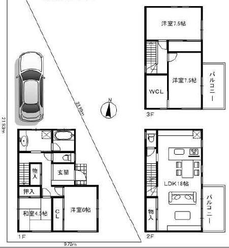 Floor plan. 38,800,000 yen, 4LDK + S (storeroom), Land area 106.56 sq m , Building area 115.83 sq m