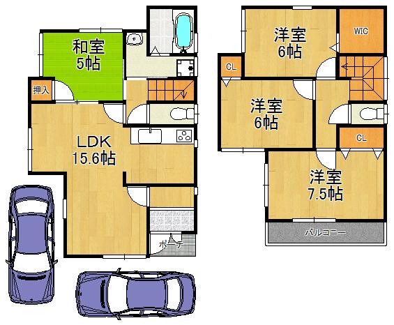 Floor plan. 36,800,000 yen, 4LDK, Land area 103.09 sq m , Building area 94.16 sq m outstanding storage capacity of the walk-in closet is the residence of charm
