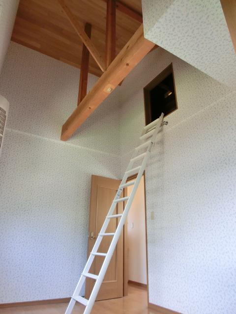 Non-living room. Feeling of freedom of slanting ceiling