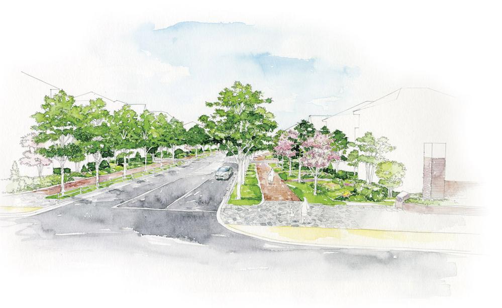 Other. The early summer the yellow-green flowers, In the fall of the tulip tree to show me the autumn leaves Takagi, Beautiful scenery such as the tree-lined streets that are paved with bricks is pleasing to the eye (Promenade image illustrations can lily)