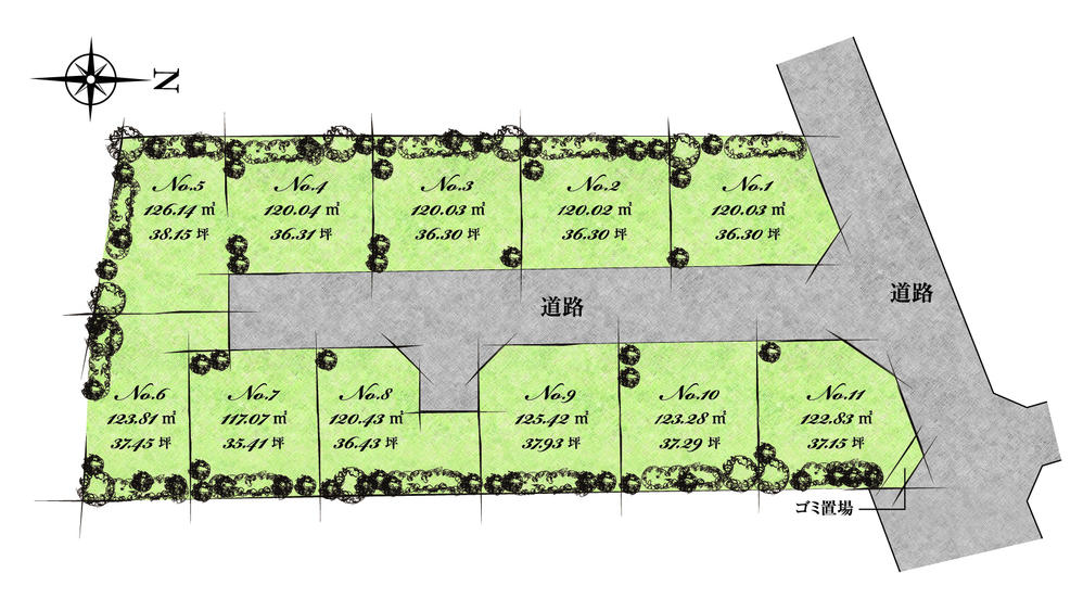 The entire compartment Figure. Site area of ​​about 35 square meters ~ About 38 square meters! Parking space of 2 cars Ya, Kitchen garden and gardening. Purodeyu the affluent lifestyles - and then scan.