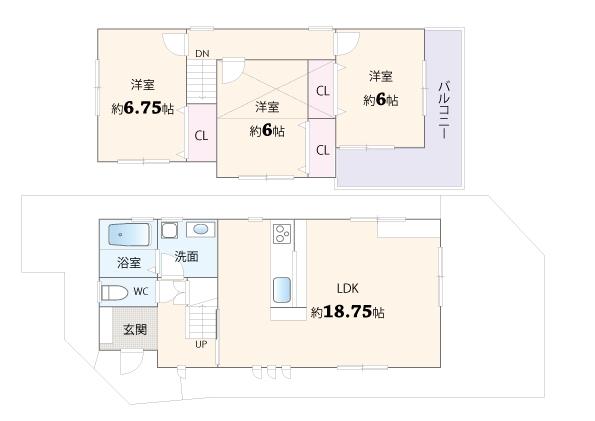 Floor plan. 31,900,000 yen, 3LDK, Land area 80 sq m , Building area 86.26 sq m
