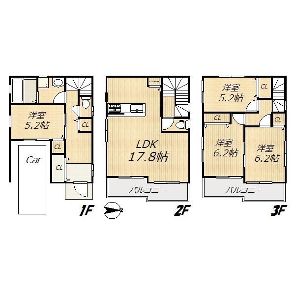 Floor plan. 24,800,000 yen, 4LDK, Land area 66 sq m , Building area 118 sq m