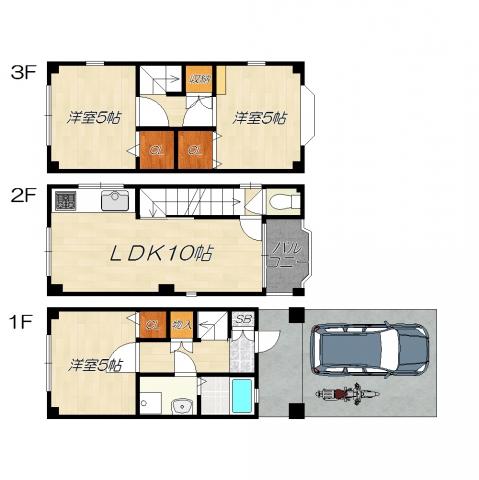 Floor plan. 23.8 million yen, 3LDK, Land area 50.4 sq m , Building area 67.27 sq m