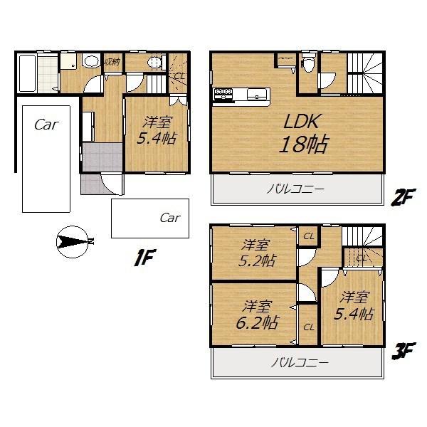Floor plan. 25,800,000 yen, 4LDK, Land area 70 sq m , Building area 109.32 sq m