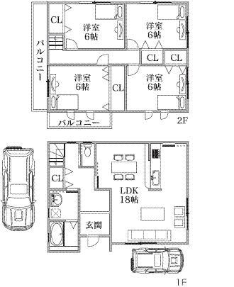 Floor plan. 28.8 million yen, 4LDK, Land area 93.14 sq m , Building area 113.27 sq m Floor