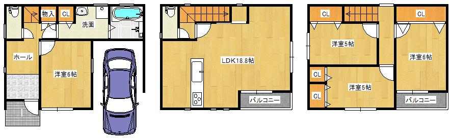 Floor plan. 30,800,000 yen, 4LDK, Land area 68.38 sq m , Building area 108.54 sq m   ◆ Floor plan