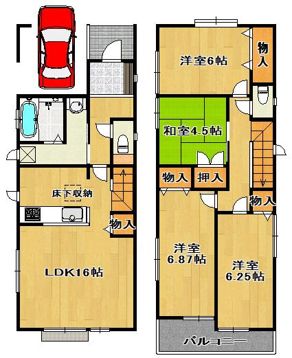 Floor plan. (B Building), Price 29,800,000 yen, 4LDK, Land area 98.51 sq m , Building area 96.69 sq m