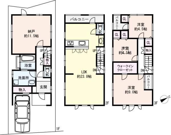 Floor plan. 24 million yen, 3LDK+S, Land area 83.5 sq m , Building area 126.77 sq m March 2009 architecture Building about 38.34 square meters 3SLDK Each room off