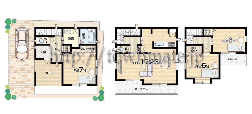 Floor plan. (No. D), Price 28,670,000 yen, 3LDK, Land area 75.06 sq m , Building area 92.34 sq m