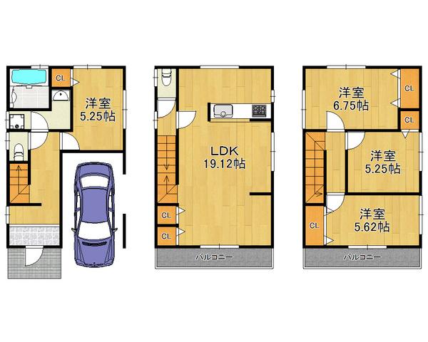 Floor plan. 25,800,000 yen, 4LDK, Land area 65 sq m , Building area 100.84 sq m whole room with storage space, Residence of 4LDK