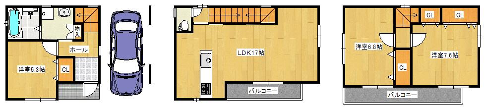 Floor plan. 25,800,000 yen, 3LDK, Land area 54.73 sq m , Building area 98.14 sq m   ◆ Floor plan