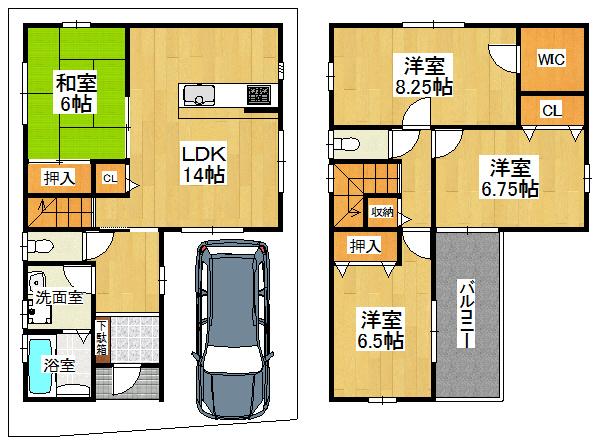 Floor plan. 26,800,000 yen, 4LDK, Land area 86.79 sq m , Building area 98.81 sq m each room 6 tatami mats or more, Residence of the storage space of enhancement 4LDK