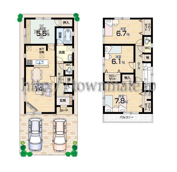 Floor plan. 27,800,000 yen, 4LDK, Land area 104.55 sq m , Building area 95.57 sq m 4 No. Floor land area 104.55 square meters building area 95.57 square meters
