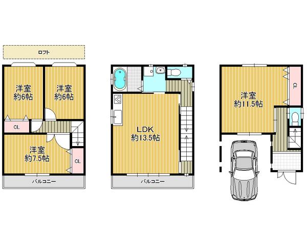 Floor plan. 23.8 million yen, 4LDK, Land area 61.62 sq m , Building area 110.16 sq m